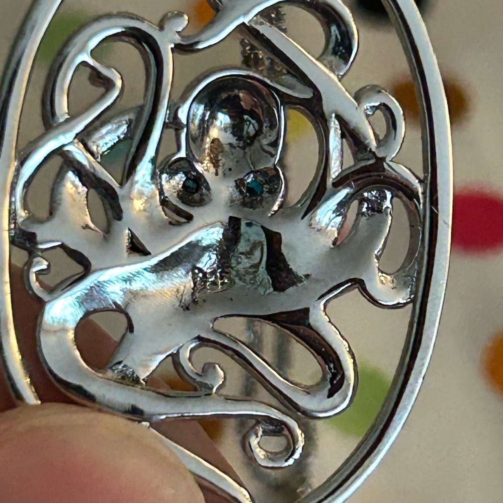 Silver and Blue Octopus Pendant Necklace - Picture 5 of 9